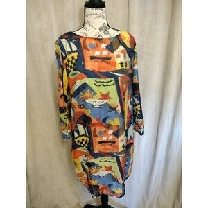 For Her Premium Women's Fully Lined Half Sleeve Shift Dress w/Nautical Print. XL